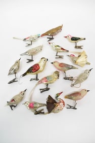 Group of 15 Glass Bird From Clip on Christmas Ornaments