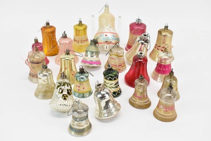 Group of 23 Assorted Glass Christmas Bell Ornaments