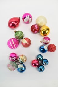 Group of 19 Glass Christmas Ball Ornaments