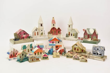 Group of Assorted Japanese Carboard Christmas Homes