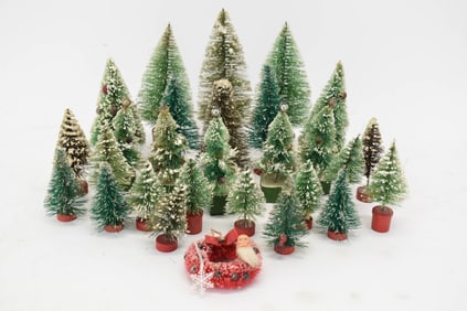 Group of Assorted Bottle Brush Christmas Trees