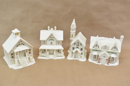 Group of Four Lenox Holiday Villages