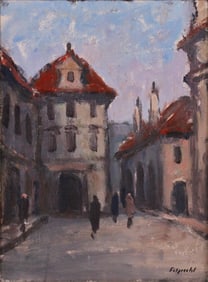 Arnošt Folprecht, Czech 1902-1977, Street Scene, Oil on Canvas