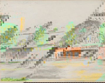 Maurice Utrillo, French 1883-1955, Parisian Street Scene, Print