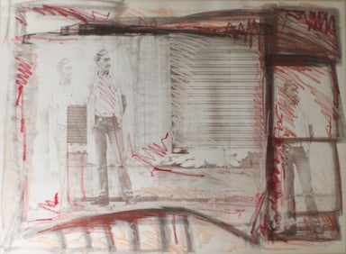 Abstract of Man, Mixed Media on Paper