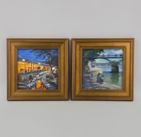 Julie Fornaci, Seat Under The Bridge & Twilight Reception, Oil on board