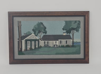Framed Needlework of House