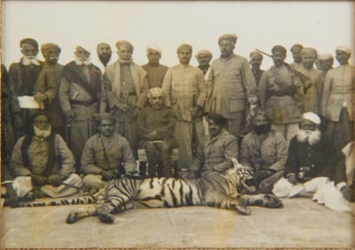 Pair of Sepia Tone Photographs, Tiger Hunt