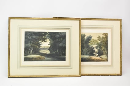 Set of Two J. Shaw Framed Aquatints, Engraved by J. Hill