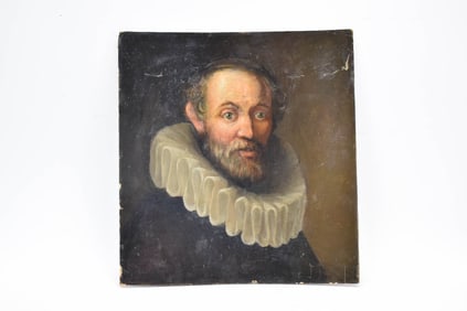 Oil Laid Down on Board of Renaissance Period Gentleman