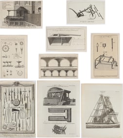 Nine Industrial and Scientific, Copperplate Engravings