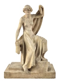 Brenda Putnam, 1890-1975, Seated Woman with Wrap, Painted Plaster