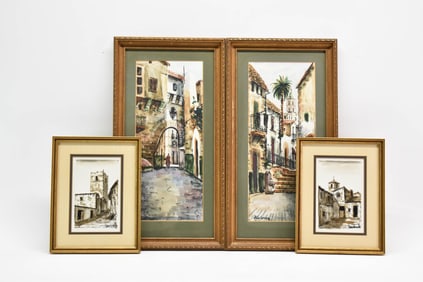 Two Spanish Mixed Media on Paper