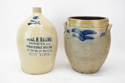 Antique Gras H. Randall New York Stoneware Jug