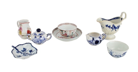 Eight English and Continental Porcelain Table Articles