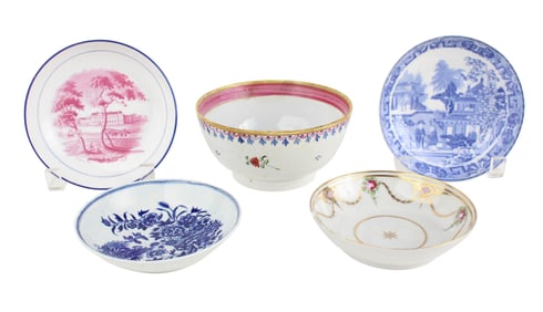 First Period Worcester "Fence" Pattern Saucer