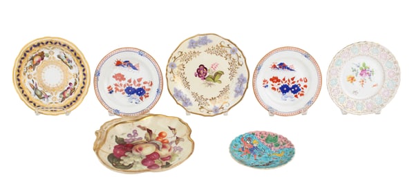 Seven Assorted Porcelain Plates