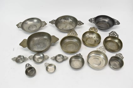 Group of Fifteen Assorted Pewter Porringers