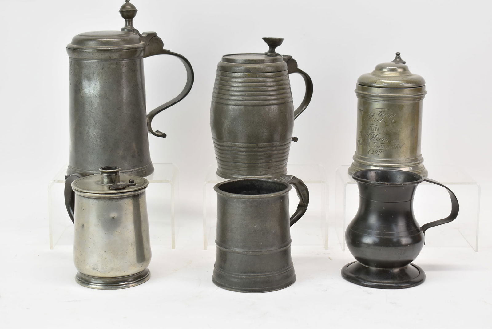 Antique Group of Assorted Pewter Mugs and Steins (1 of 15)