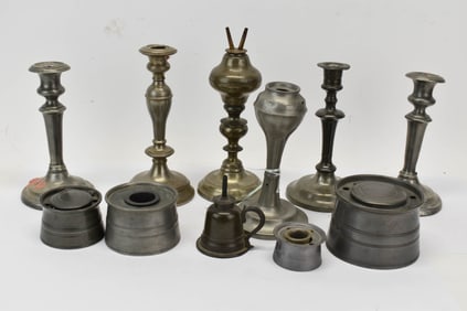 Antique Group of Assorted Candlesticks and Lamps