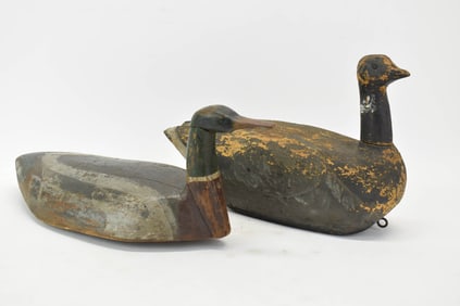 Two Vintage Wooden Duck Decoys