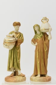 Pair of Royal Worcester Water Carriers, Male & Female