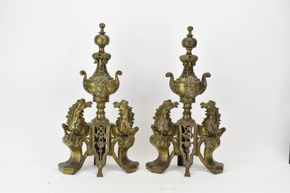 Pair of Continental Bronze Chenets