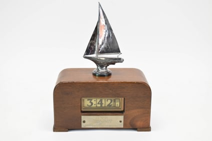 Vintage Silverplated Sailing Trophy Digital Clock