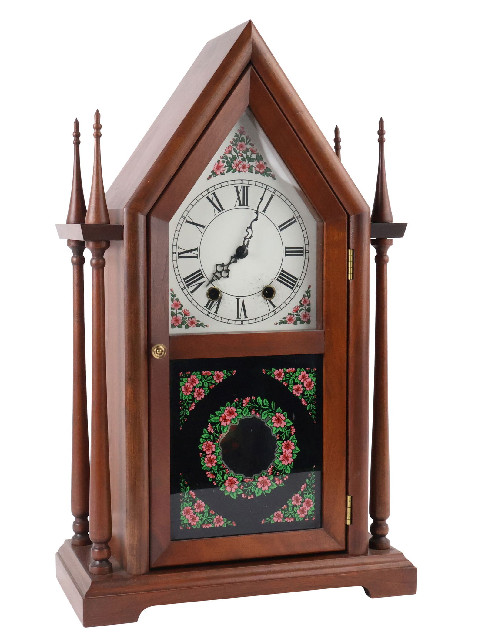Gothic Style Cherrywood Steeple Clock (1 of 10)