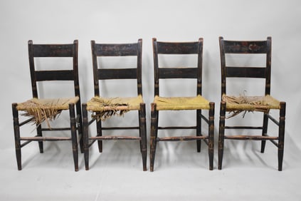 Antique Set of Four Thumb Back Side Chairs
