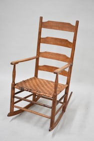 Antique Maple Ladderback Rocking Armchair