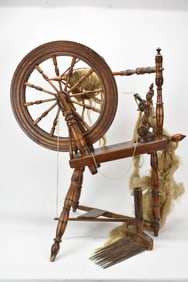 Antique Wooden Spinning Wheel