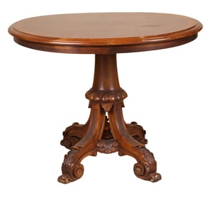 Neoclassical Style Burlwood Inlaid Mahogany Center Table