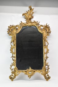Antique Rococo Style Parcel Gilt Hanging Wall Mirror