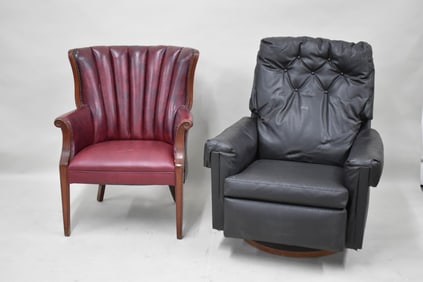 Vintage Black Leather Easy Chair