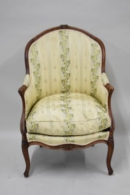 Louis XV Style Silk Upholstered Bergere Chair