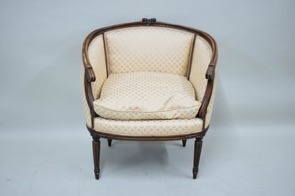 Louis XVI Style Silk Upholstered Boudoir Chair