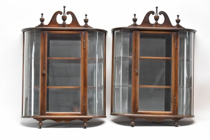 Pair of Mahogany Mirrored Back Hanging Curio Cabinets