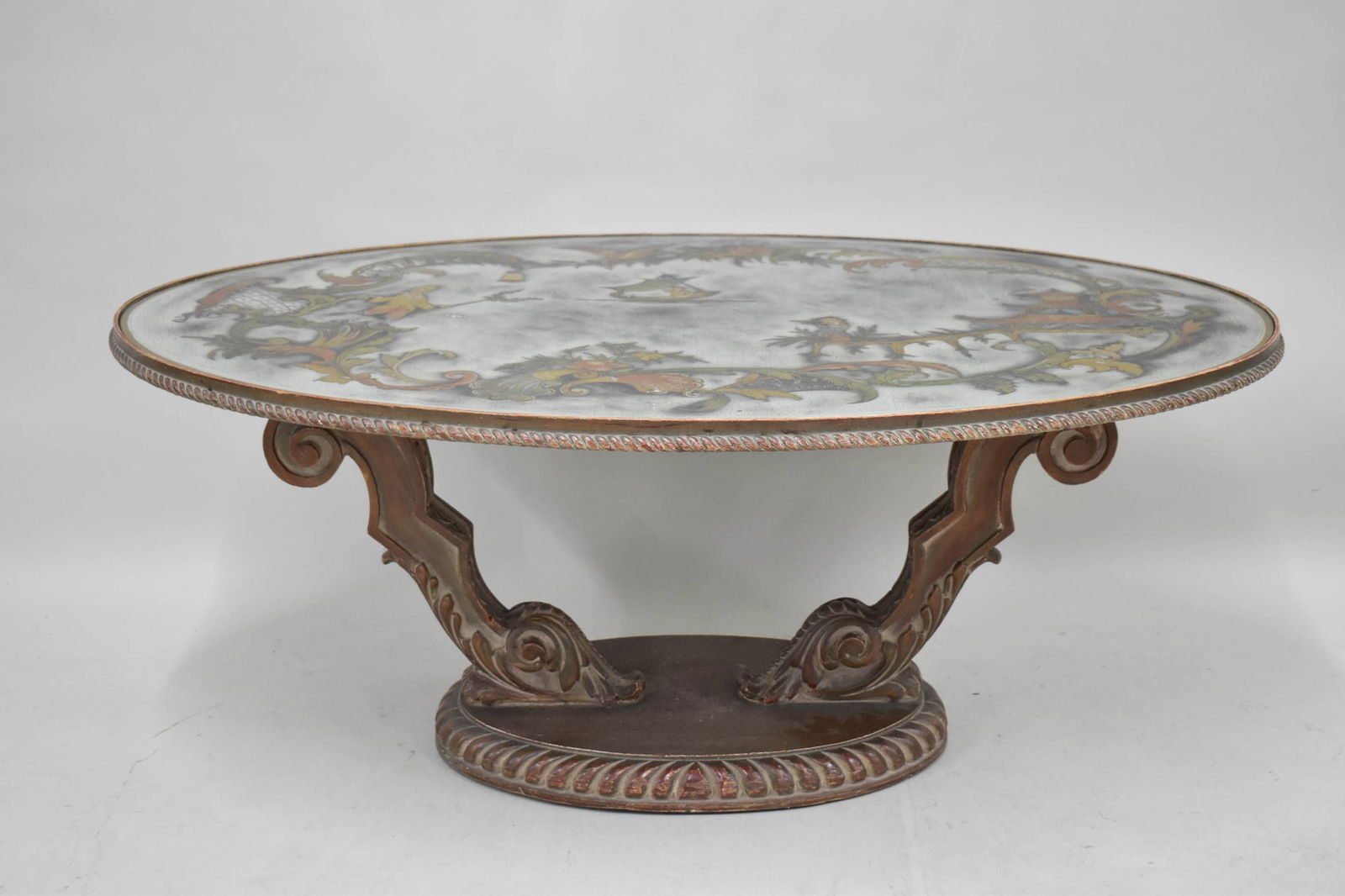 Vintage Asian Decorated Eglomise Coffee Table (1 of 8)