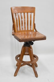 Antique Wooden Oak Drafting Chair