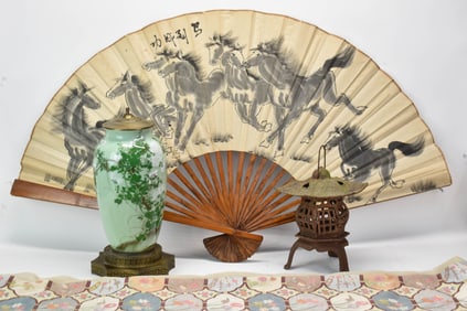 Large Black and White Chinese Fan