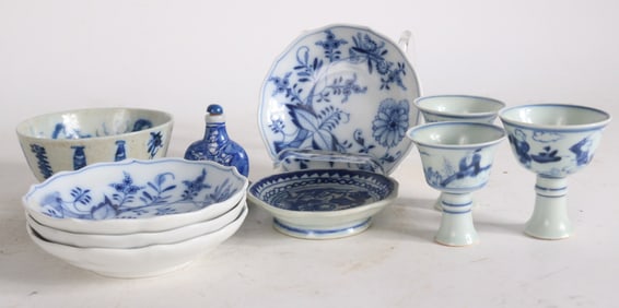 Assorted Blue and White Porcelain Table Articles