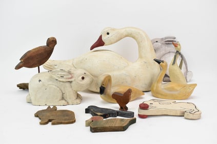 Group of Assorted Wooden Animal Carvings