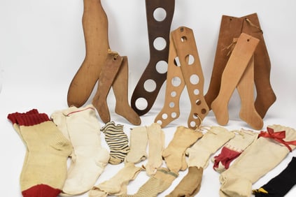 Vintage Group of Assorted Socks and Sock Stretchers