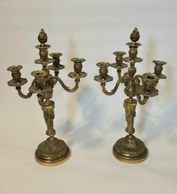 Pair of Golden Bronze Candelabras