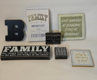 Group of Family Related Household Decor Items