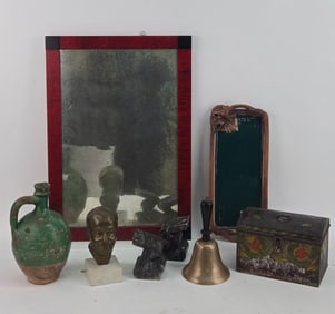 Group of Assorted Desk and Table Items with Mirror