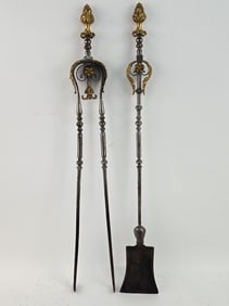 Louis XV Style Fireplace Equipment, Shovel & Tongs