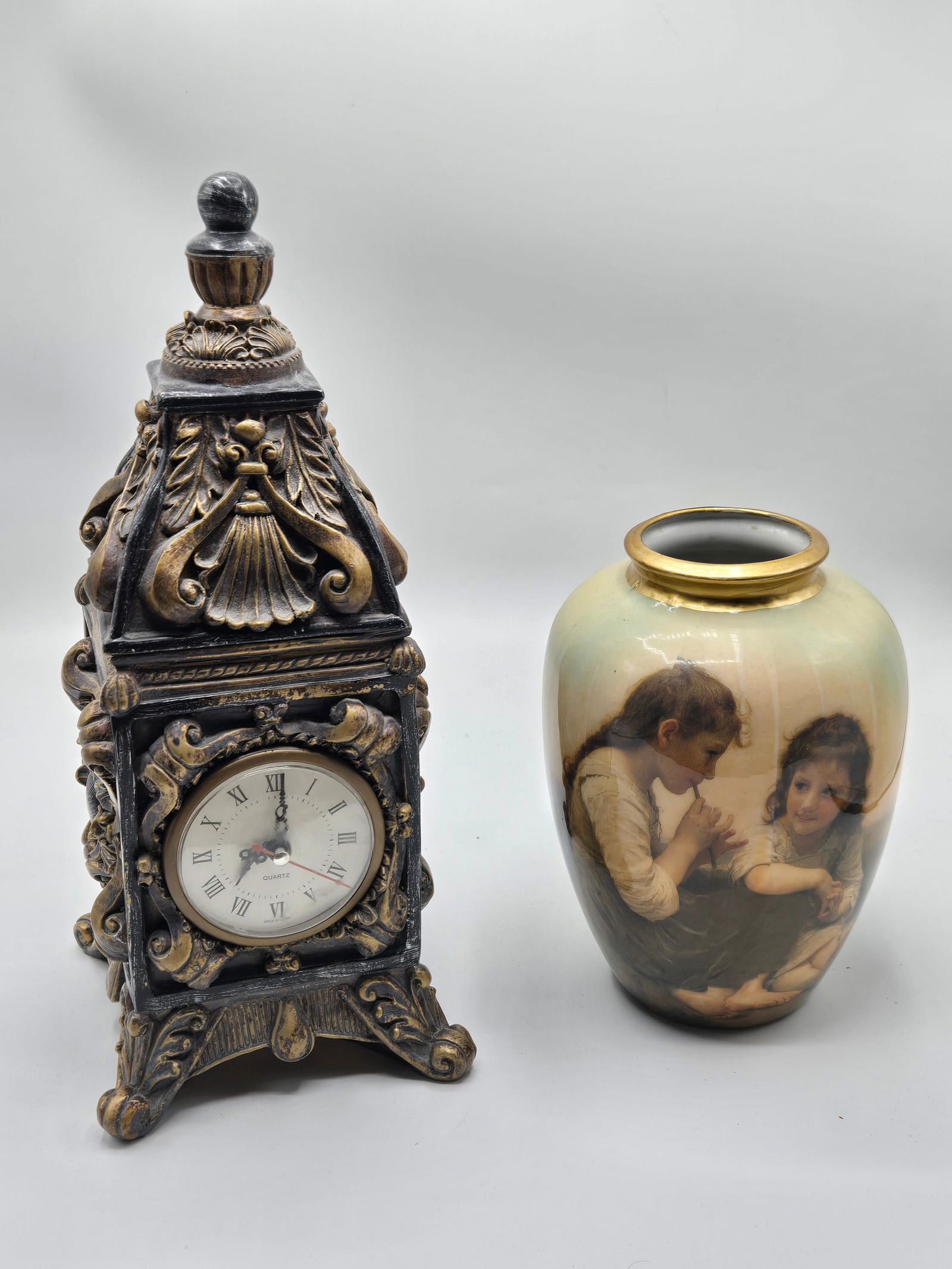 Two Decorative Mantle Pieces, Clock and jar (1 of 11)