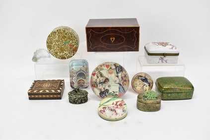 Group of Assorted Dresser Boxes and paperweights